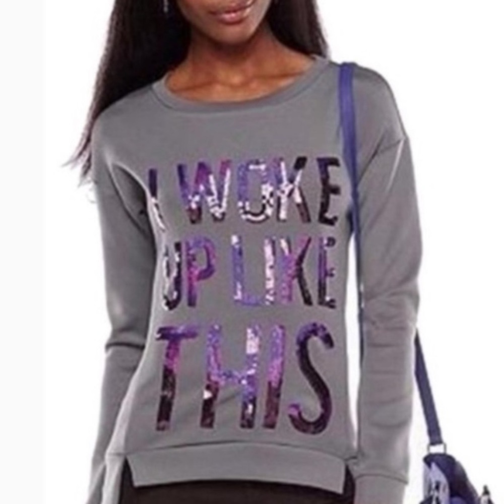 Juicy Couture Gray Sweater with Purple Text